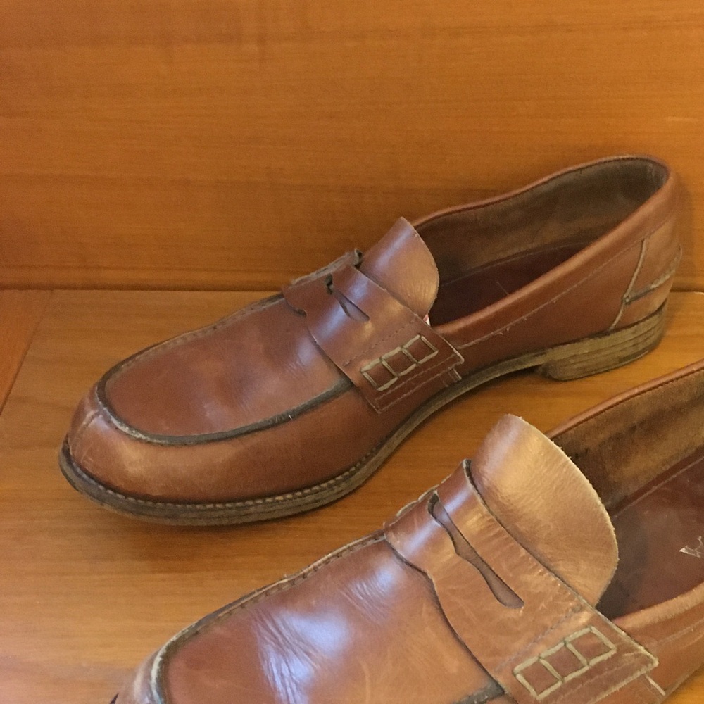 VINTAGE MENS PRADA BROWN LEATHER LOAFERS SIZE 11/12 MEASUREMENTS TAKEN